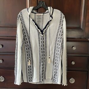 Tory Burch Bohemian style hooded sweater, size medium